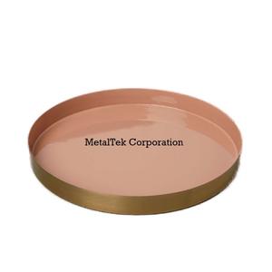 Plateau rond décoratif en métal pour cosmétiques, coiffeuse, salle de bain, couleur personnalisée, plateau de service ottoman – Vente en gros fabricant - Product Image 5