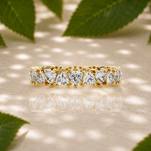 แหวนเพชรทรงหัวใจสวยงาม ฝังเพชรแบบเต็มวง 14K ทองคำเหลือง สำหรับเจ้าสาว งานแต่งงาน แหวนครบรอบ รับสั่งทำ ขายส่ง - Product Image 1