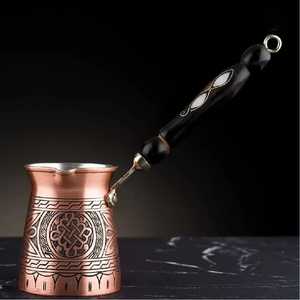 Traditional Stainless Steel Turkish <b>Coffee</b> Cezve with Hand Engraved Wooden Handle Reusable for Stovetop Use - Product Image 4