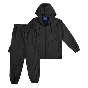 Chaqueta cortavientos con capucha y cremallera completa, conjunto deportivo negro liso, jogger cargo para hombre, ropa de calle para exteriores, ropa deportiva ligera al por mayor - Product Image 1