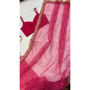 Magnifique sari traditionnel chinois en organza avec impression numérique, travail de gotapatti et de dori - Product Image 2