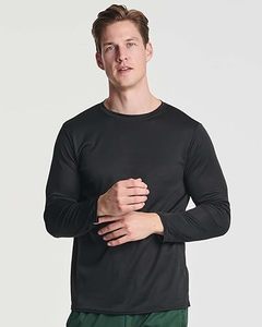T-shirt à manches longues pour homme, couleur unie, col rond, séchage rapide, tricoté en polyester, coupe décontractée, t-shirt personnalisé - Product Image 2