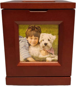 High Quality American Style Modern Natural Wood Brown Pet Memorial Urns for Cat Dog <b>Ashes</b> <b>Keepsake</b> Photo Frame Custom Logo - Product Image 3