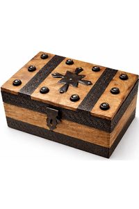 Coffret à Trésors Vintage en Bois d'Acacia, Étanche, Multifonctionnel, Rectangulaire, Boîte à Souvenirs - Product Image 1