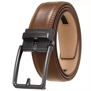 Men's Premium Quality Classic Casual Cow Hide Genuine Leather Belt Steel Buckle <b>Adjustable</b> Length Eco-Friendly Heavy Duty - Product Image 5