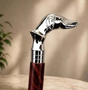 Silver Plated Duck Head Walking Stick With <b>Polished</b> Stainless Steel Handle And Dark Wood Shaft Art Collectible Figurine - Product Image 2