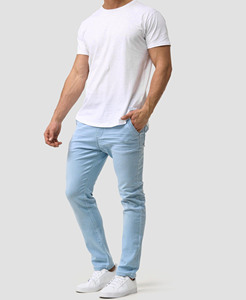 Pantalones Vaqueros de Mezclilla Premium para Hombre, Corte Clásico Recto, Algodón Elástico, Casuales, para Uso Diario, Cómodos, Duraderos, Cinco Bolsillos - Product Image 1