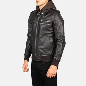 Veste en cuir pour homme en gros, en cuir de vachette véritable, personnalisable OEM, avec logo, qualité supérieure, pour l'hiver, style motard - Product Image 2