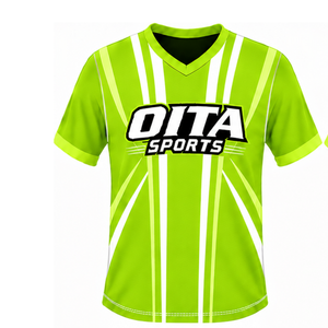ชุดเสื้อและกางเกงรักบี้สีเขียวนีออนขาว แขนสั้น คอวี ชุดทีม ระบายอากาศได้ดี น้ำหนักเบา ชุดกีฬาฝึกซ้อมแบบกำหนดเองได้ - Product Image 3