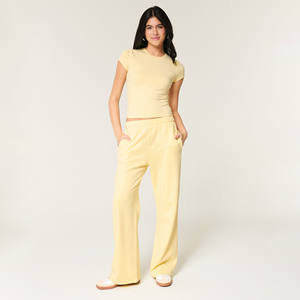 Pantalon de jogging évasé pour femme, en molleton épais 100 % coton biologique, écologique, style hip-hop, haute qualité, mode hiver, vente en gros - Product Image 1