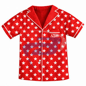 Delta |   Sigma |   Conjunto de Pijama de Satén con Estampado de Estrellas de la Hermandad Theta, Túnica Transpirable para Otoño para Mujeres, Miembros de la Hermandad DST - Product Image 2