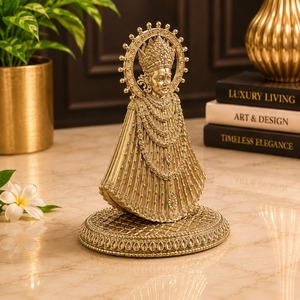 Ídolo Khatu Shyam de Latón Puro Chapado en Plata de Jaipur Metals |   Estatua hindú 100% de latón |   4 x 6.8 x 6 cm |   59 g |   Pooja y Regalo - Product Image 4