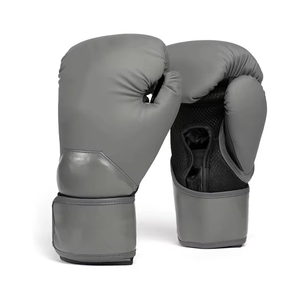 Gants de boxe d'entraînement en cuir PU blanc et bleu avec fermeture au poignet, respirants, unisexes pour adultes et adolescents - Product Image 3