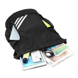 Unisex Customisable Striped Basketball <b>Drawstring</b> <b>Backpack</b> Waterproof School Bag for Students Casual Sports Use Trolley Logo - Product Image 1