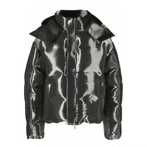 Chaqueta de Invierno para Hombre, Negra, de PU, Acolchada, con Cuello Alto, Cierre de Cremallera, Impermeable, Gruesa, Casual, Corte Regular, Largo Corto - Product Image 6