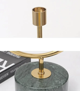 Candélabre moderne en métal doré avec base en marbre, porte-bougie décoratif pour table, support de bougie pour la décoration de la maison, centre de table pour salle à manger - Product Image 4