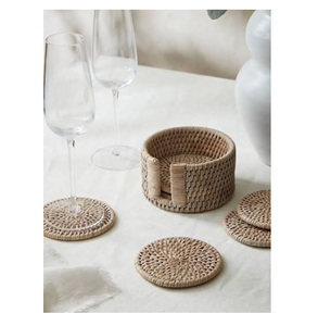 Sous-verres en rotin faits main de luxe, tapis de table ronds tissés, décoration naturelle pour la maison, best-sellers pour thé et tasses - Product Image 1