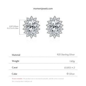 Luxury 1.0 Carat Oval Cut Moissanite Earrings for Women GRA Certificate VVS Geometric Flower 925 Sterling <b>Silver</b> <b>Stud</b> Earrings - Product Image 5
