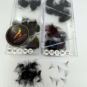 ขนตาปลอมแบบพัดสำเร็จรูป 14D 0.05 ความยาว 7 มม.-20 มม. สีดำด้านนุ่ม แบบ CC/DD/M/LD Curl ขายส่งจำนวนมาก - Product Image 5
