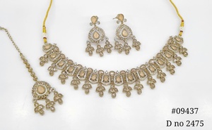 Ensemble de bijoux Mehendi 09437, collier Polki Kundan, bijoux aspect émeraude, bijoux de mariée pakistanais pour mariage, fête, femmes - Product Image 4