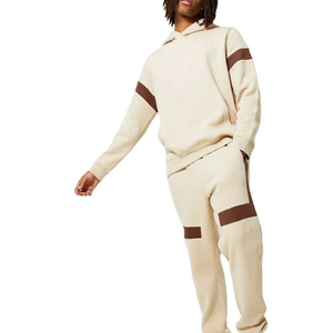 Ensemble de survêtement décontracté pour homme, à capuche, bicolore, 2 pièces, manches longues, coupe ample, pour l'automne, en coton respirant - Product Image 1