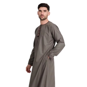Personnalisable 2024 thobe arabe pour hommes manches longues Jubba musulman islamique vêtements décontractés o-cou Patch traditionnel musulman vêtements - Product Image 1