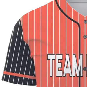 Maillot de baseball personnalisé pour hommes, à rayures fines orange, boutonné, respirant, uniforme d'équipe de softball, chemise de sport athlétique pour équipes - Product Image 4
