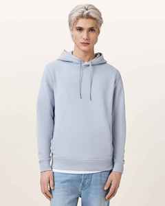 Sweat-shirt à capuche bleu clair pour homme en polyester/coton molletonné, coupe classique, décontracté, pour l'automne, avec poches, couleur unie, séchage rapide - Product Image 3