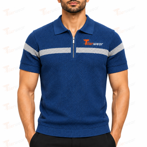Oversize Vintage Short Sleeve Men's 100% Cotton for <b>Polo</b> T-<b>Shirt</b> Breathable Polyester with <b>Striped</b> Logo Print Casual Golf Wear - Product Image 5