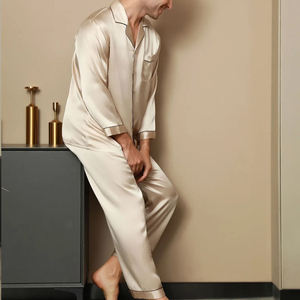 Conjunto de Pijama de Invierno de Seda y Satén para Hombre, Fabricación Profesional, Ropa de Dormir Suave y Casual, Tejido Transpirable - Product Image 4