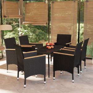 Set da Pranzo Nero per Giardino, Arredamento da Esterno per Patio - Product Image 1