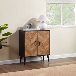 Mobiletto con Ripiani Regolabili e Design a Spina di Pesce, Credenza Nera per Cucina e Soggiorno - Product Image 2