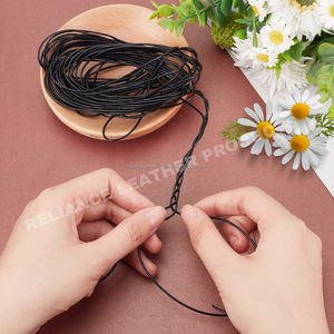 Carrete de cuerda de cuero redondo de 1mm, negro, marrón, Natural, perfecto para accesorios de joyería y componentes, abalorios DIY, decoración de dijes - Product Image 5