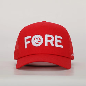 Gorra Trucker Clásica de Malla con Parche Tejido, Gorras de Algodón Rojas con Logotipo Bordado, Gorra Deportiva de 5 Paneles OEM de Alta Calidad Personalizada al por Mayor - Product Image 2