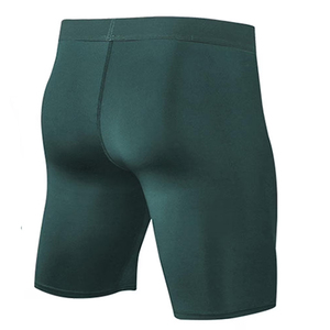 Short de sport d'été vert uni à compression, taille mi-haute, élastique, respirant, en coton tricoté et élasthanne, pour entraînement décontracté et gym - Product Image 2