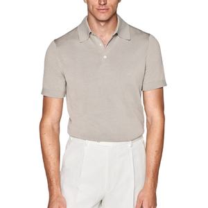 Suéter Gris Claro de Seda y Algodón de Lujo Personalizado de Alta Calidad 2026, Camisetas Polo de Punto para Hombre, Ropa Casual de Verano - Product Image 1