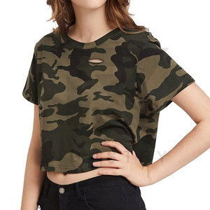Tops Cortos de Camuflaje para Mujer, de Alta Moda, Fabricados en Fábrica, Ligeros, Transpirables, Estilo Casual, de Corte Corto - Product Image 5
