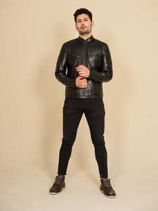 Custom High Quality Men's Genuine Leather <b>Jacket</b> Slim Fit Biker Motorcycle Bomber <b>Jacket</b> Black <b>Sheepskin</b> Leather Outerwear - Product Image 3