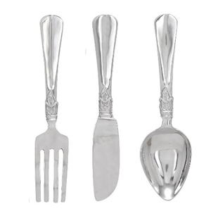 Décoration murale en métal de luxe pour la maison, design moderne de couverts brillants (cuillère et fourchette), grande taille - Product Image 1