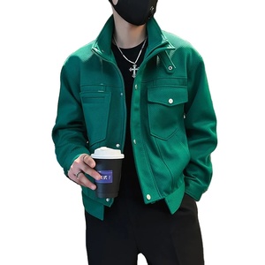 แจ็กเก็ตผู้ชาย Moto BIKER กระเป๋าทึบขั้นสูงเรียบง่ายคลาสสิกลำลองฤดูใบไม้ผลิฤดูใบไม้ผลิฤดูใบไม้ผลิกันลมผ้าใบถนนสูง - Product Image 1