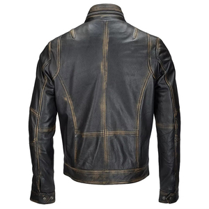 Blouson Bomber Classique en Cuir Véritable 100% avec Capuche, Grande Taille, Vintage, Imperméable, Vêtement de Moto pour Hommes - Product Image 5