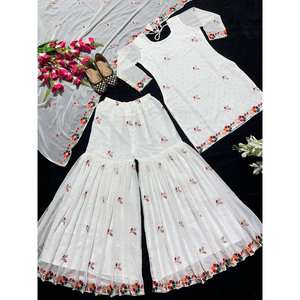 Designer Women's Party Wear Set Top <b>Sharara</b> Plazzo Dupatta - Product Image 4