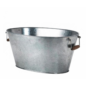 Wholesale <b>Large</b> Galvanized Beverage Tub with Wooden Handles Metal Ice Bucket and Oval Party Drink Cooler for Outdoor <b>BBQ</b> Events - Product Image 5