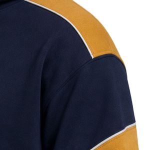 Sweat à capuche personnalisé pour homme, bleu marine et moutarde, en molleton de coton épais, color block, brodé, style streetwear, fabricant de marque privée - Product Image 5
