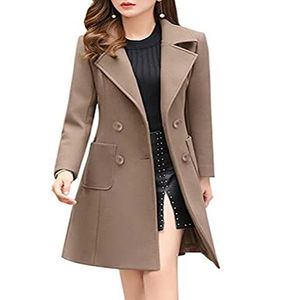 Manteau d'hiver décontracté pour femme, couleur marron, long, chaud, épais, respirant, 100% duvet, col rabattu - Product Image 3