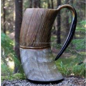 Mug en corne de bœuf artisanal de qualité supérieure, écologique, à thème marin, en matériau organique poli, cadeau d'affaires, festival, mariage - Product Image 1