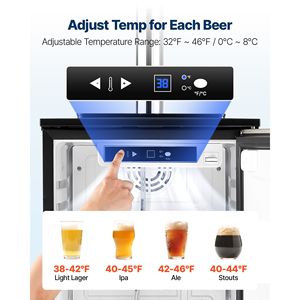 Dispenser di Birra Commerciale a Singola Rubinetto con 1 Fusto da 1/6 e Porta CO da 2,5 libbre, Scaffali Refrigerati, Kegerator per Birra - Product Image 3
