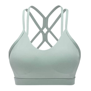 Sujetador deportivo con tirantes cruzados, soporte medio, sin costuras, para fitness y entrenamiento. Top deportivo de soporte medio, sin costuras, para fitness. - Product Image 1