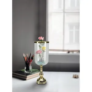 Collection de style hôtelier élégant : Bougeoir or en verre transparent avec base en laiton durable, fait main, poli, impression numérique 1 - Product Image 3