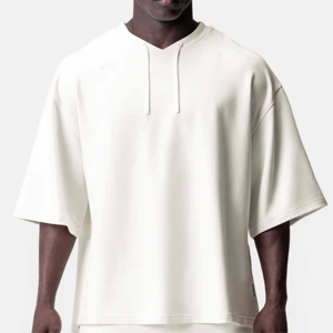 T-shirt de sport pour homme avec logo personnalisé, nouveau design, tissu en polyester/coton peigné, coupe ample et épaisse - Product Image 5